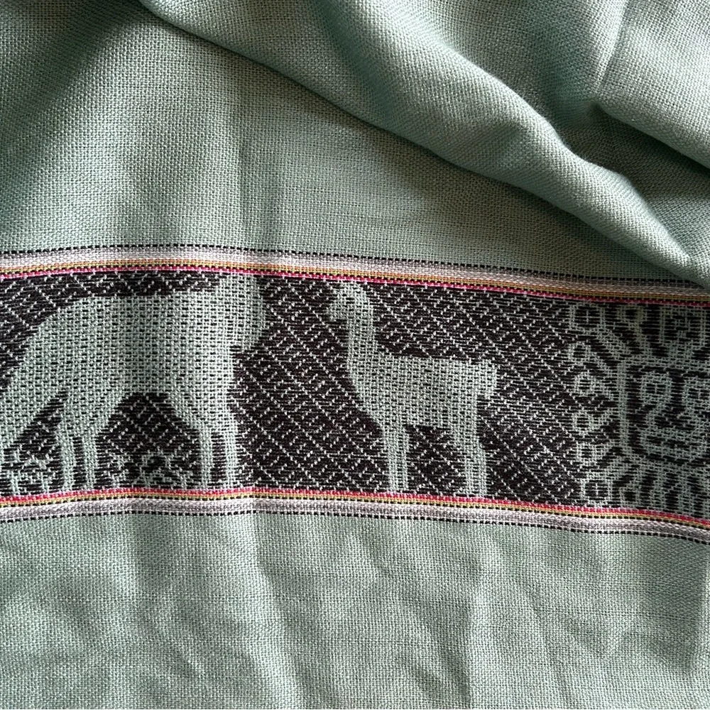 Green‎ Scarf with Black Animal Pattern